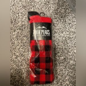 Twin peaks buffalo plaid knee high socks